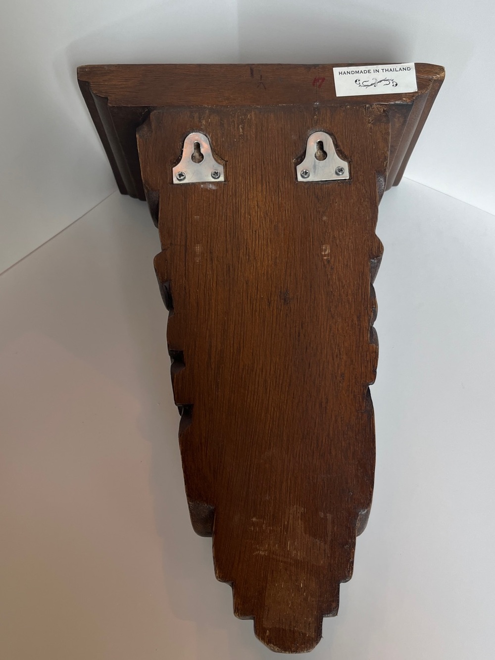 Solid Wood Dark Brown Wall Display Shelf Bracket - Classic Carved Accent - Picture 6 of 12